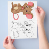 Niedliche Cartoon-Mausfärbungsseite Flyer (Hand)