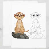 Niedliche Cartoon-Merkat-Farbseite (Vorne/Hinten)