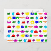 Niedliche Cartoon-Monster Postkarte (Vorne/Hinten)