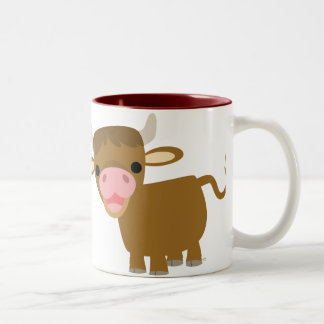 Niedliche Cartoon-Ochsen-Tasse Zweifarbige Tasse