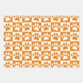 Niedliche Cartoon-Paw-Drucke Checkerboard-Bright-F Geschenkpapier Set (Vorderseite 3)