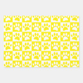 Niedliche Cartoon-Paw-Drucke Checkerboard-Bright-F Geschenkpapier Set (Vorderseite 2)