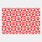 Niedliche Cartoon-Paw-Drucke Checkerboard-Bright-F Geschenkpapier Set (Vorderseite)