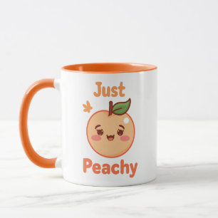 Niedliche Cartoon-Pfirsich mit einem Lächeln Tasse