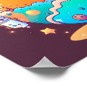 Niedliche Cartoon-Planeten im Weltraum. Poster (Ecke)