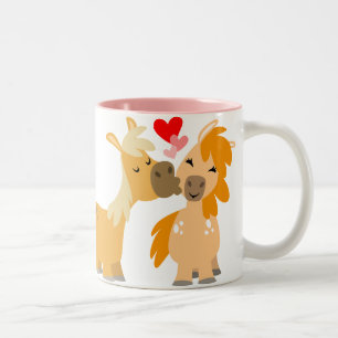 Niedliche Cartoon-Ponys in der Liebe-Tasse Zweifarbige Tasse