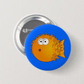 Niedliche Cartoon-Puffer-Fische Button (Vorne & Hinten)