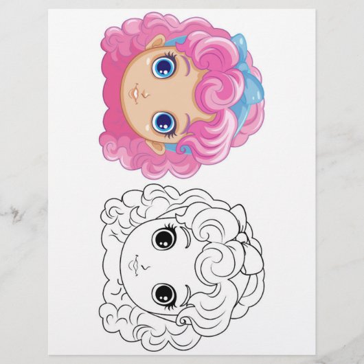 Niedliche Cartoon-Puppenkopffärbung Flyer (Vorne)