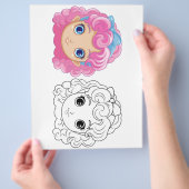 Niedliche Cartoon-Puppenkopffärbung Flyer (Hand)