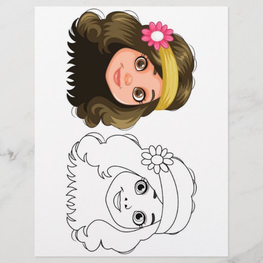 Niedliche Cartoon-Puppenkopffärbung Flyer (Vorne)