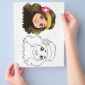 Niedliche Cartoon-Puppenkopffärbung Flyer (Hand)