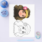 Niedliche Cartoon-Puppenkopffärbung Flyer (Einzeln)