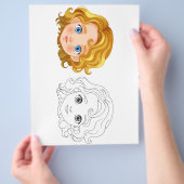 Niedliche Cartoon-Puppenkopffärbung Flyer (Hand)