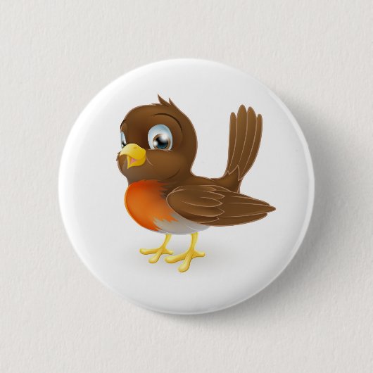 Niedliche Cartoon Robin-Illustration Button (Vorderseite)