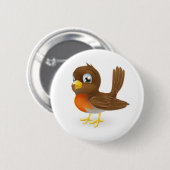 Niedliche Cartoon Robin-Illustration Button (Vorne & Hinten)