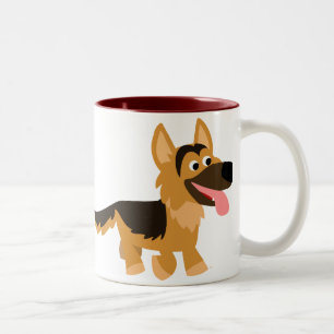 Niedliche Cartoon-Schäferhund-HundeTasse Zweifarbige Tasse