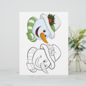 Niedliche Cartoon-Schneemann-Kopffärbeseite (Stehend Vorderseite)