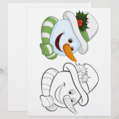 Niedliche Cartoon-Schneemann-Kopffärbeseite (Vorne/Hinten)