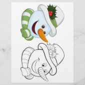 Niedliche Cartoon-Schneemann-Kopffärbeseite Flyer (Vorne)