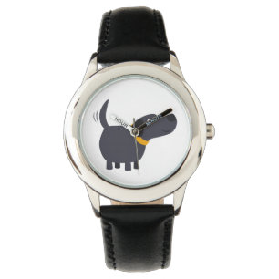 Niedliche Cartoon-Schwarz-Labrador-Uhr Armbanduhr