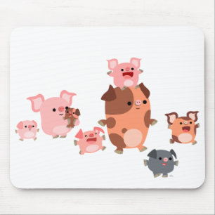 Niedliche Cartoon-Schwein-Familie Mousepad