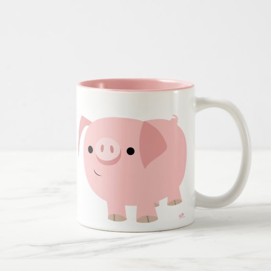 Niedliche Cartoon-Schwein-Tasse Zweifarbige Tasse (Rechts)