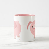 Niedliche Cartoon-Schwein-Tasse Zweifarbige Tasse (Mittel)