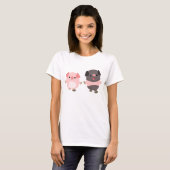 Niedliche Cartoon-Schweine auf einem Weg-Frauen-T T-Shirt (Vorne ganz)