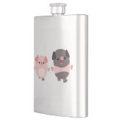 Niedliche Cartoon Schweine auf einer klassischen R Flachmann (Links)