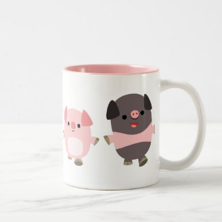 Niedliche Cartoon-Schweine auf einer Weg-Tasse Zweifarbige Tasse