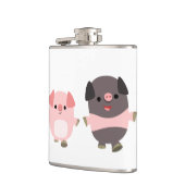 Niedliche Cartoon Schweine auf wandernden Hüftflas Flachmann (Links)