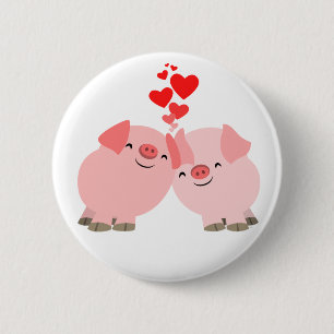 Niedliche Cartoon-Schweine im Button