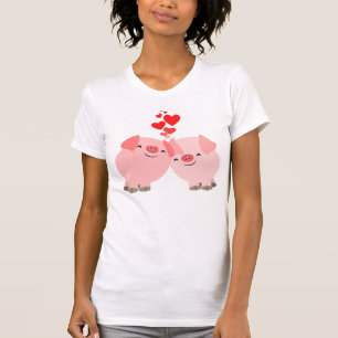 Niedliche Cartoon-Schweine im Liebe-Frauen-T - T-Shirt