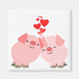 Niedliche Cartoon-Schweine im Liebe-Magneten Magnet