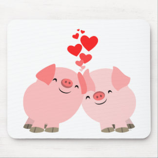 Niedliche Cartoon-Schweine in der Liebe Mousepad
