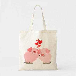 Niedliche Cartoon-Schweine in der Liebe-Tasche Tragetasche