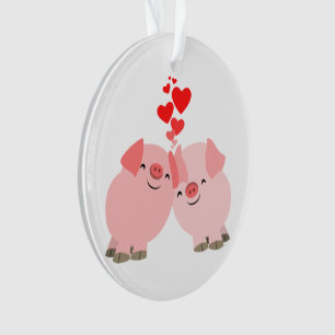 Niedliche Cartoon Schweine in Liebe Akrylornament Ornament