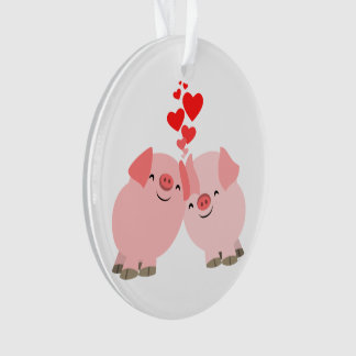 Niedliche Cartoon Schweine in Liebe Akrylornament Ornament