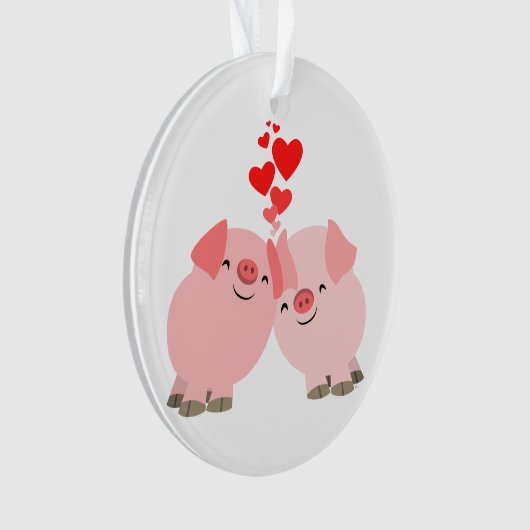 Niedliche Cartoon Schweine in Liebe Akrylornament Ornament (Vorderseite)