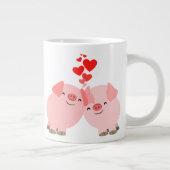 Niedliche Cartoon Schweine in Liebe Jumbo Tasse (Rechts)
