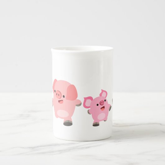 Niedliche Cartoon-Schweine Porzellantasse (Vorderseite)