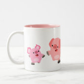 Niedliche Cartoon-Schweine Zweifarbige Tasse (Links)