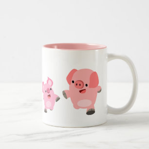 Niedliche Cartoon-Schweine Zweifarbige Tasse