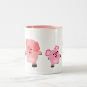 Niedliche Cartoon-Schweine Zweifarbige Tasse (Mittel)