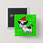 Niedliche Cartoon Shih Tzu Weihnachtsmannmütze - Button (Vorne & Hinten)