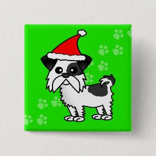 Niedliche Cartoon Shih Tzu Weihnachtsmannmütze - Button