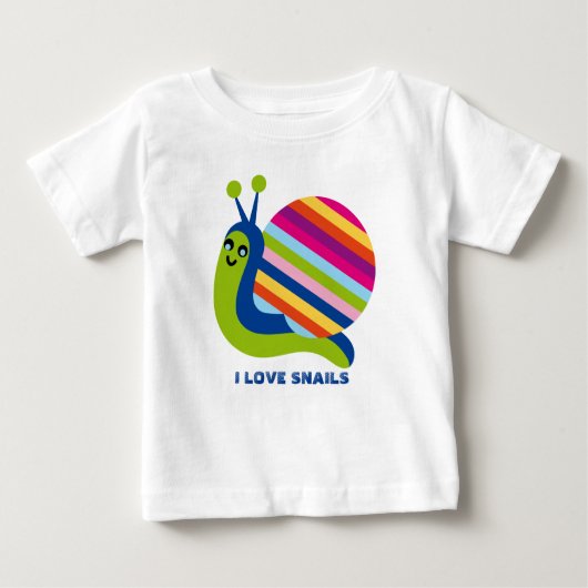 Niedliche Cartoon Snails - I Liebe Snacks Baby T-shirt (Vorderseite)