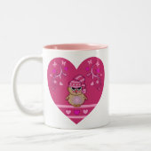 Niedliche Cartoon-Tasse Babyeule im Herzen Zweifarbige Tasse (Links)