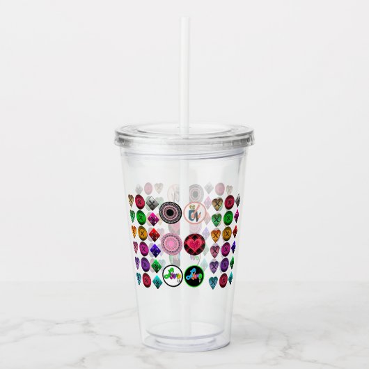 Niedliche Cartoon Tasten hell farbig weiß Backgro Acryltrinkbecher (Vorderseite)