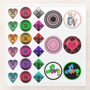 Niedliche Cartoon Tasten hell farbig weiß Backgro Glasuntersetzer